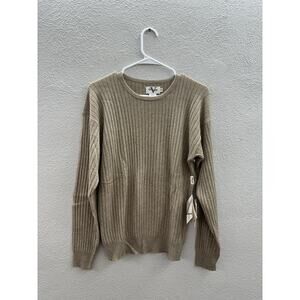 Verrazano Womens Sweater Size Medium Brown Ribbed Cashmere Pullover NWTs